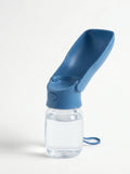 Coziekin 2-in-1 travel water bottle in blue, scoop bowl open